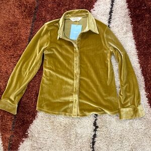Compania Fantastica NWT Womens S Long Sleeve Chartreuse Velour Poetcore